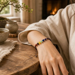 Natural Various Crystals Tiger Eye Amethyst Courage Rope Bracelet featuring Tiger Eye, Amethyst, Lapis Lazuli (Lazurite)