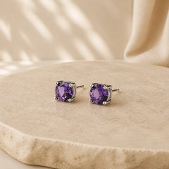 Natural Various Gemstone Amethyst Love Earrings featuring Amethyst, Clear Quartz / White Crystal, Pink Crystal