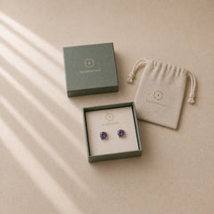 Natural Various Gemstone Amethyst Love Earrings featuring Amethyst, Clear Quartz / White Crystal, Pink Crystal