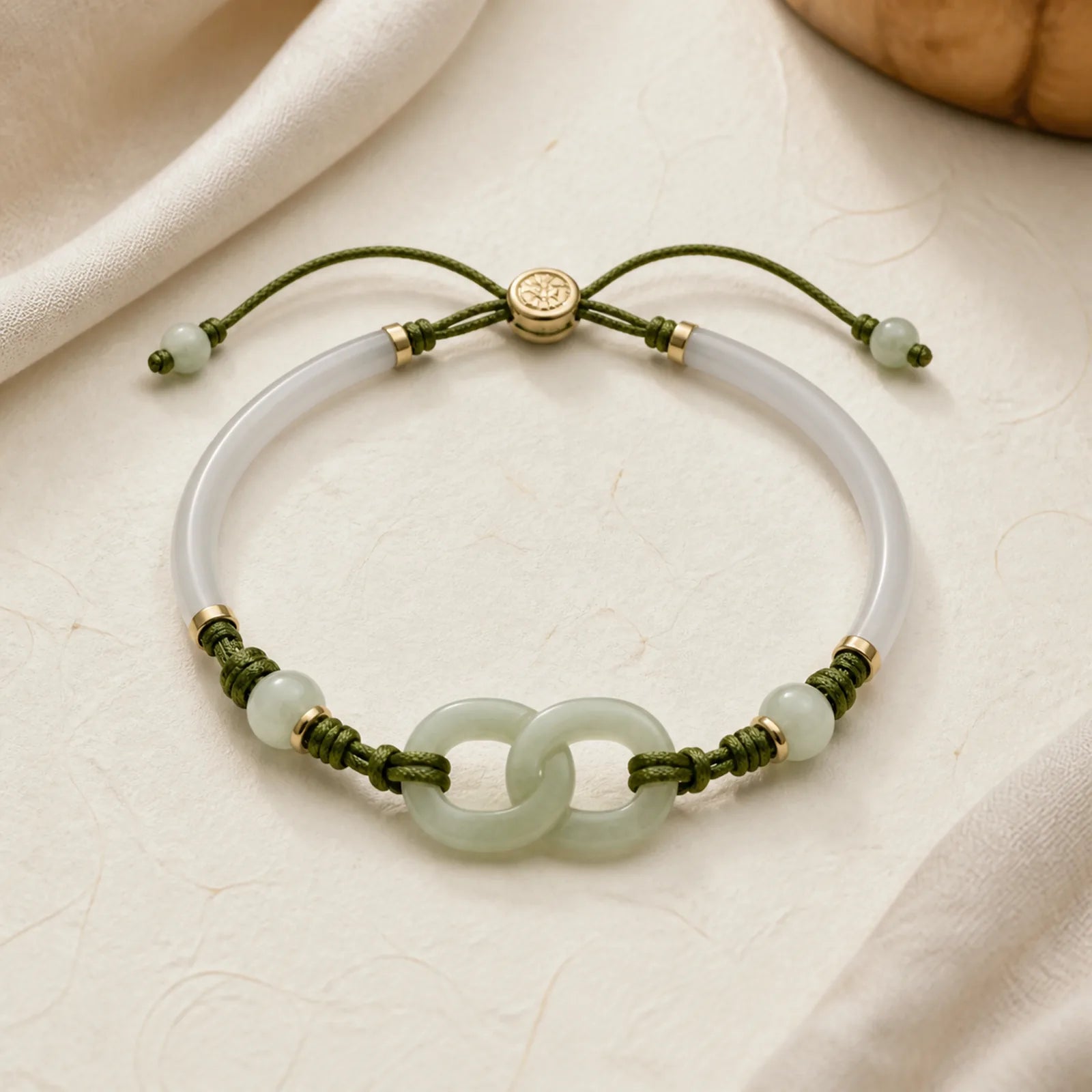 Natural White Agate Hetian Jade Beads Interlocking Positive Bracelet Bangle featuring White Agate, Jade, White Stone
