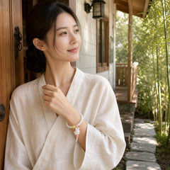 Natural White Agate Hetian Jade Rabbit Positive Bracelet Bangle featuring White Agate, Jade, White Stone