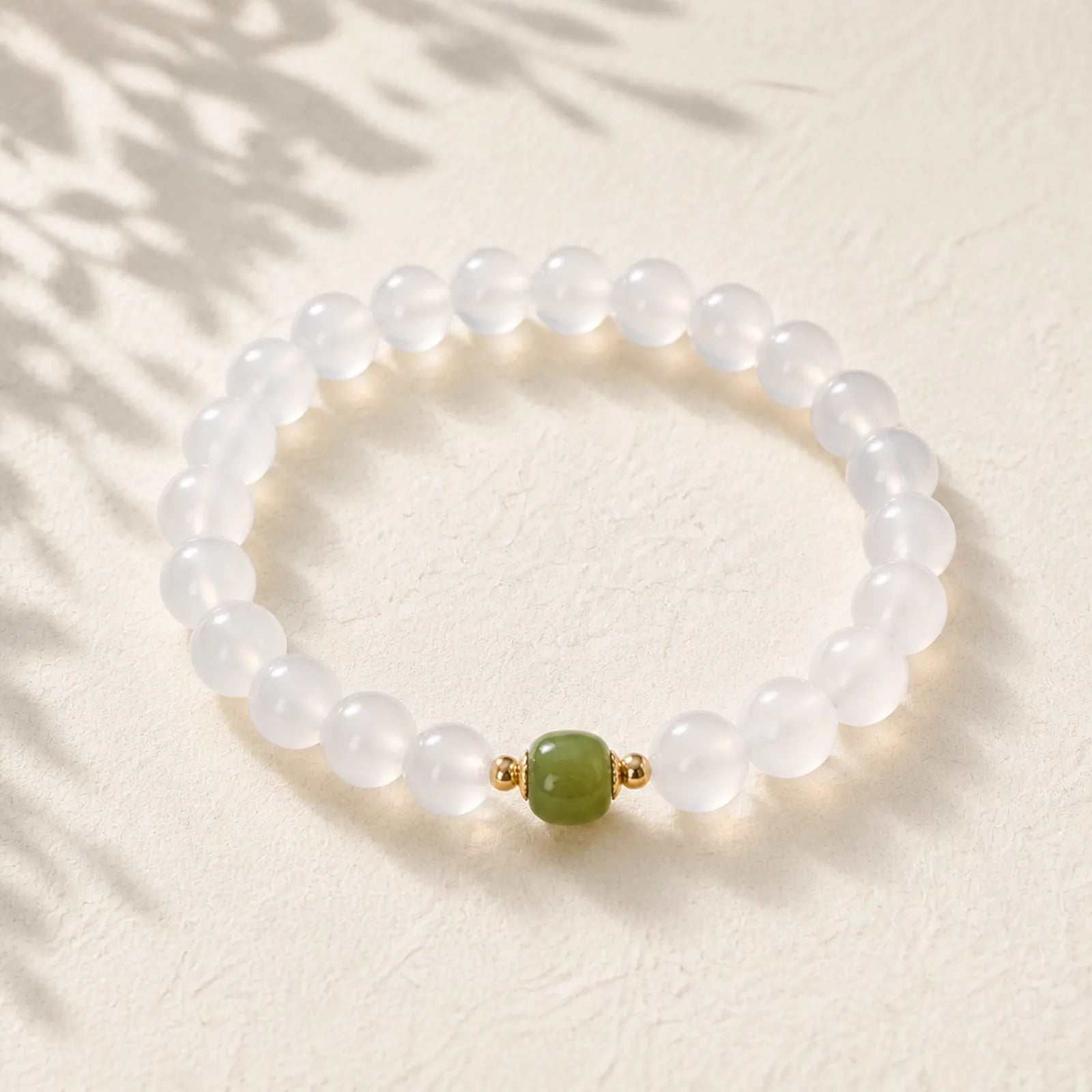 Natural White Agate Jade Luck Bracelet featuring White Agate, Jade, White Stone