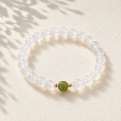 Natural White Agate Jade Luck Bracelet featuring White Agate, Jade, White Stone