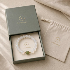 Natural White Agate Jade Luck Bracelet featuring White Agate, Jade, White Stone