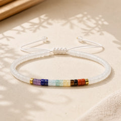 Natural White Crystal Black Onyx Clarity Spacer Bead Bracelet featuring Clear Quartz / White Crystal, Black Onyx