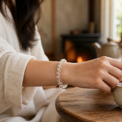 Natural White Crystal Clarity Meditation Bracelet featuring Clear Quartz / White Crystal