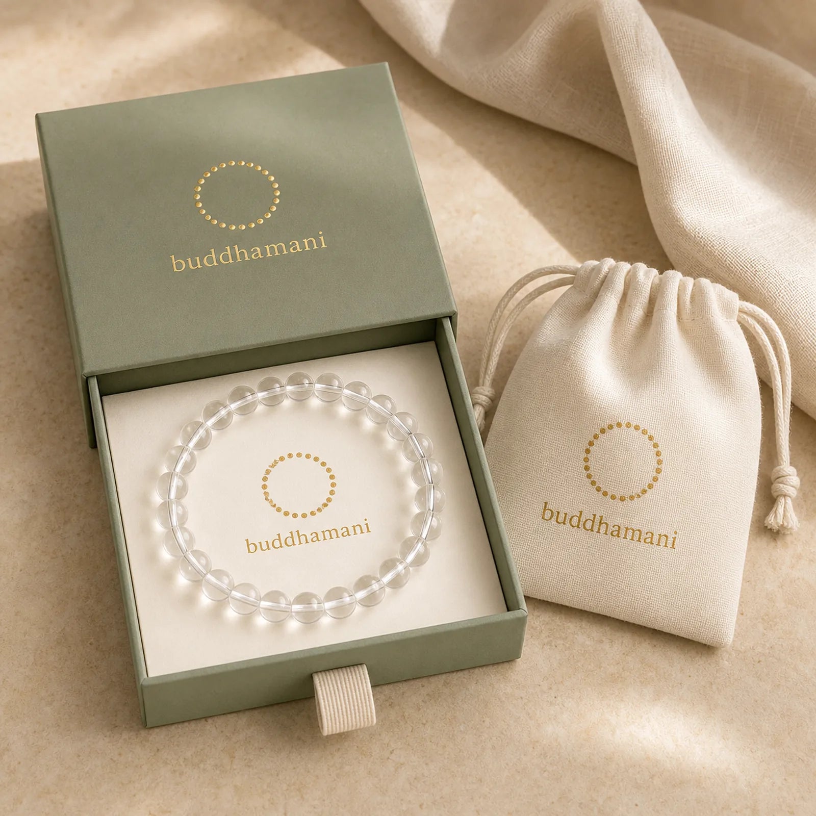 Natural White Crystal Clarity Meditation Bracelet featuring Clear Quartz / White Crystal