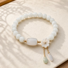 Natural White Jade Luck Bracelet featuring White Jade, Jade