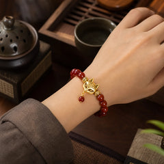 Nine Tailed Fox South Red Agate Success Bracelet featuring Nine-Tailed Fox, South Red Agate, Red Agate