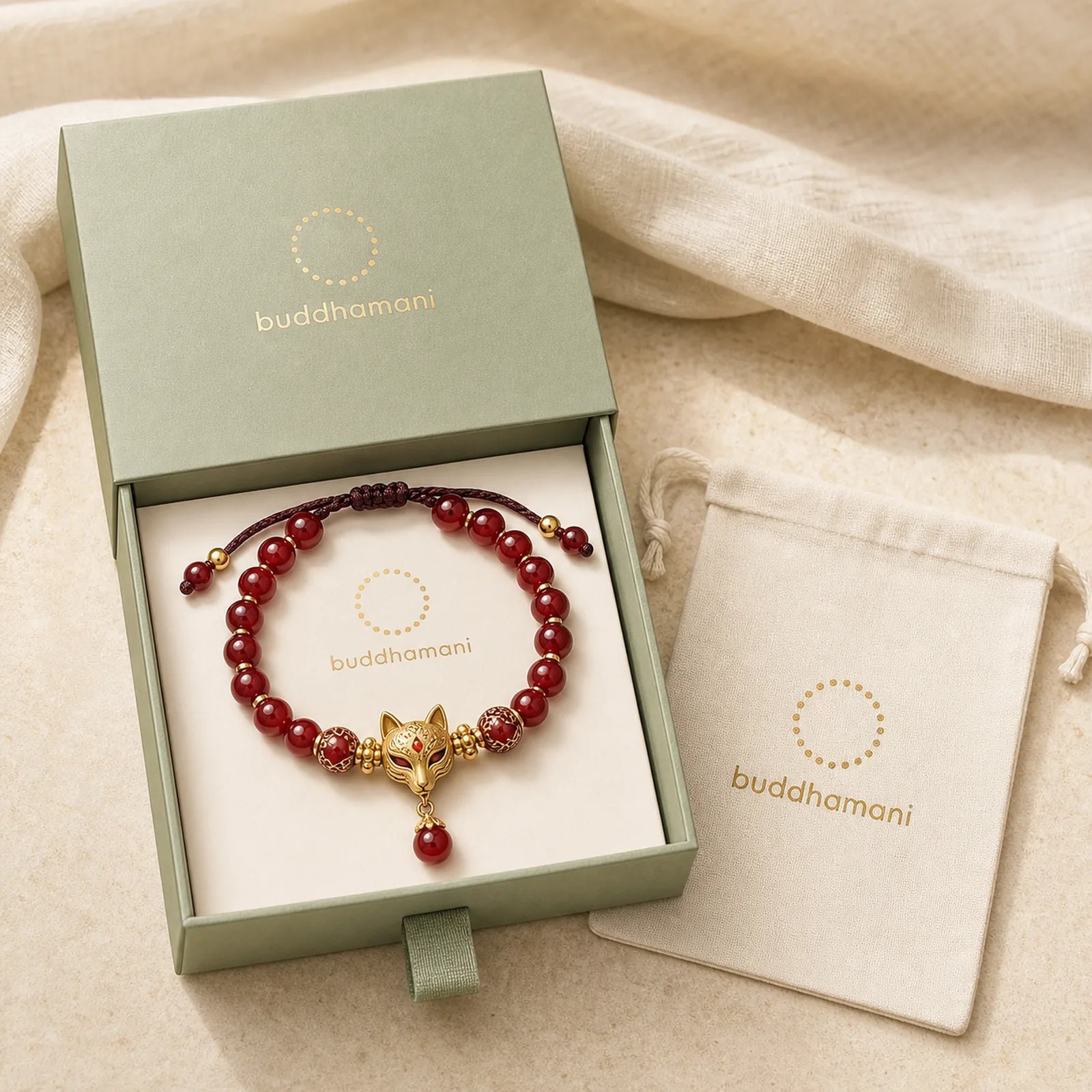 Nine Tailed Fox South Red Agate Success Bracelet featuring Nine-Tailed Fox, South Red Agate, Red Agate
