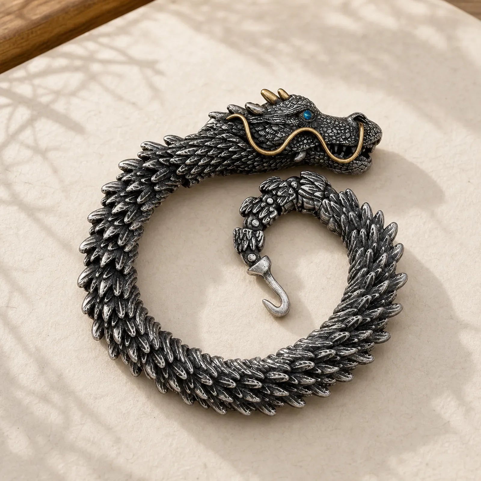 Nordic Dragon Handmade Amulet Luck Protection Chain Bracelet featuring Dragon, Dragon Symbol, The Phoenix