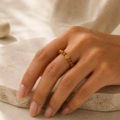 Olive Pit Bead Copper Coin Inner Strength Ring featuring Olive Pit, Copper