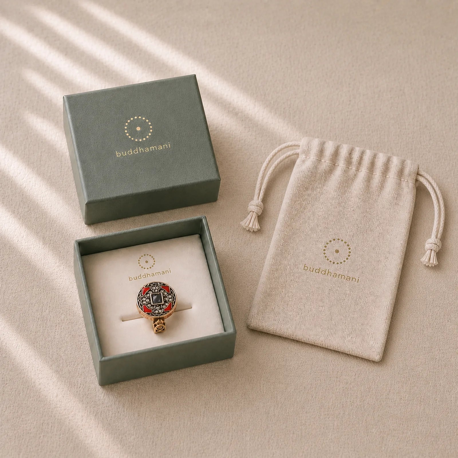 Om Mani Padme Hum Copper Prayer Wheel Rotatable Wealth Ring featuring Om Mani Padme Hum, Om, Copper