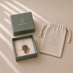 Om Mani Padme Hum Copper Prayer Wheel Rotatable Wealth Ring featuring Om Mani Padme Hum, Om, Copper