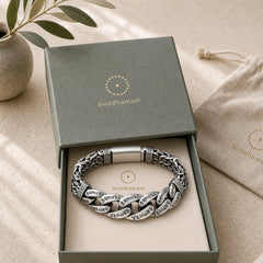 Om Mani Padme Hum Engraved Peace Purity Bracelet featuring Om Mani Padme Hum, Om, Six True Words (Om Mani Padme Hum)