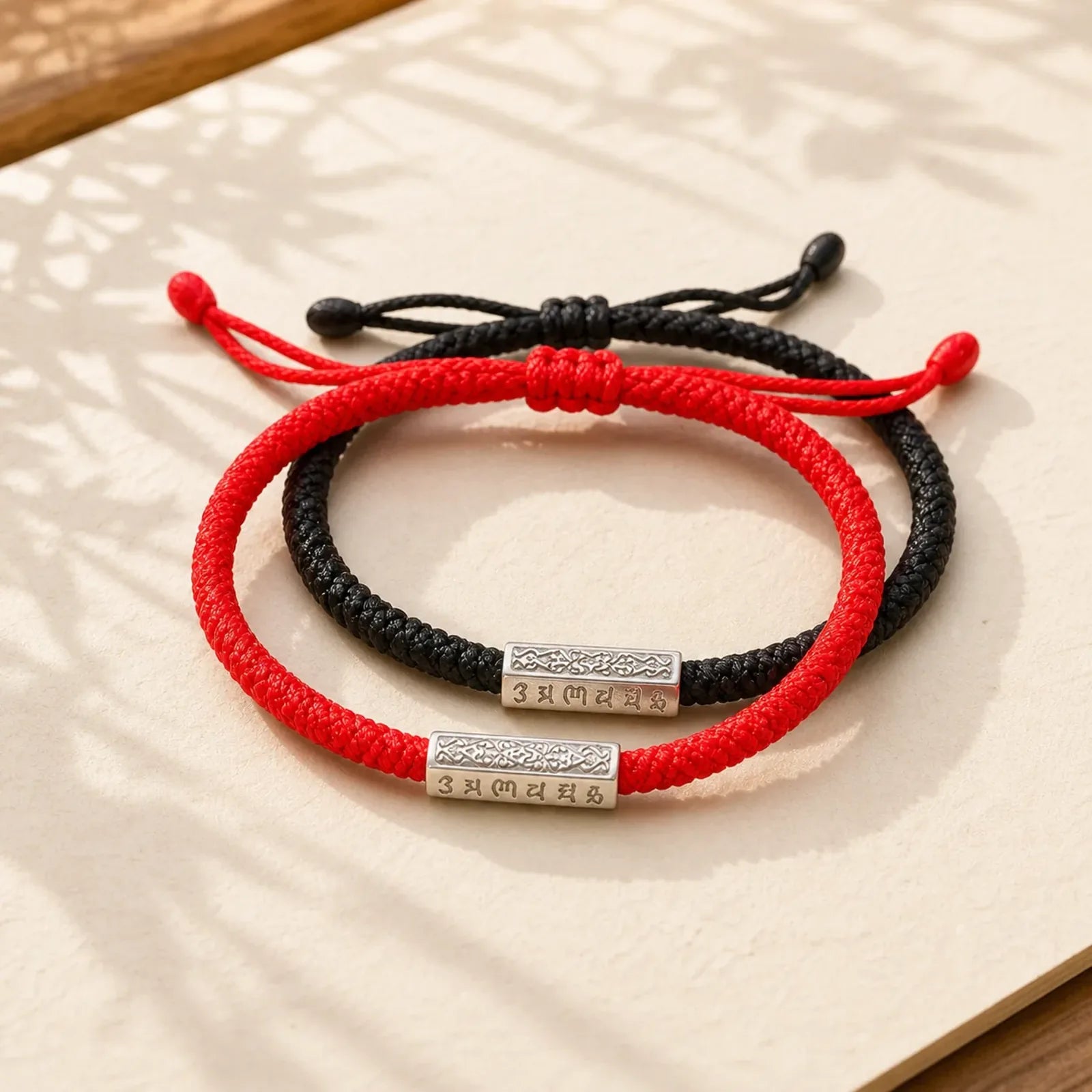 Om Mani Padme Hum Luck Protection Red String Bracelet featuring Om Mani Padme Hum, Om, Red String