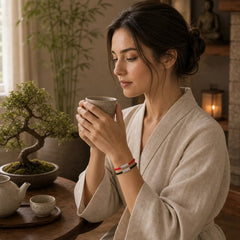 Om Mani Padme Hum Luck Protection Red String Bracelet featuring Om Mani Padme Hum, Om, Red String