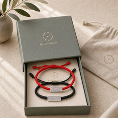 Om Mani Padme Hum Luck Protection Red String Bracelet featuring Om Mani Padme Hum, Om, Red String
