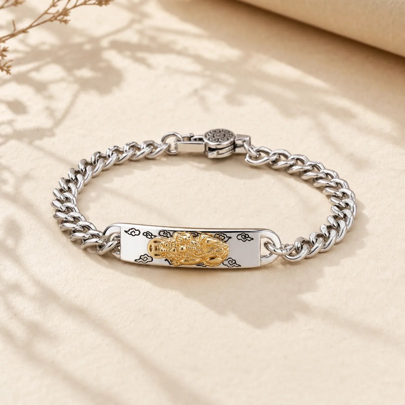 Om Mani Padme Hum Pixiu Swastika Spring Buckle Wisdom Bracelet featuring Om Mani Padme Hum, Om, Pixiu