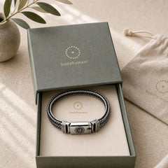 Om Mani Padme Hum Purity Peace Braid Style Bracelet featuring Om Mani Padme Hum, Om, Six True Words (Om Mani Padme Hum)