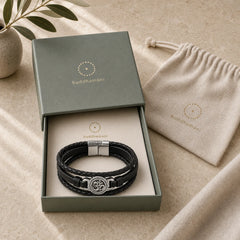 Om Round Engraved Multilayered Braided Retro Leather Bracelet featuring Om