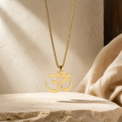 Om Symbol Mantra Stainless Steel Focus Necklace Pendant featuring Om Symbol, Om
