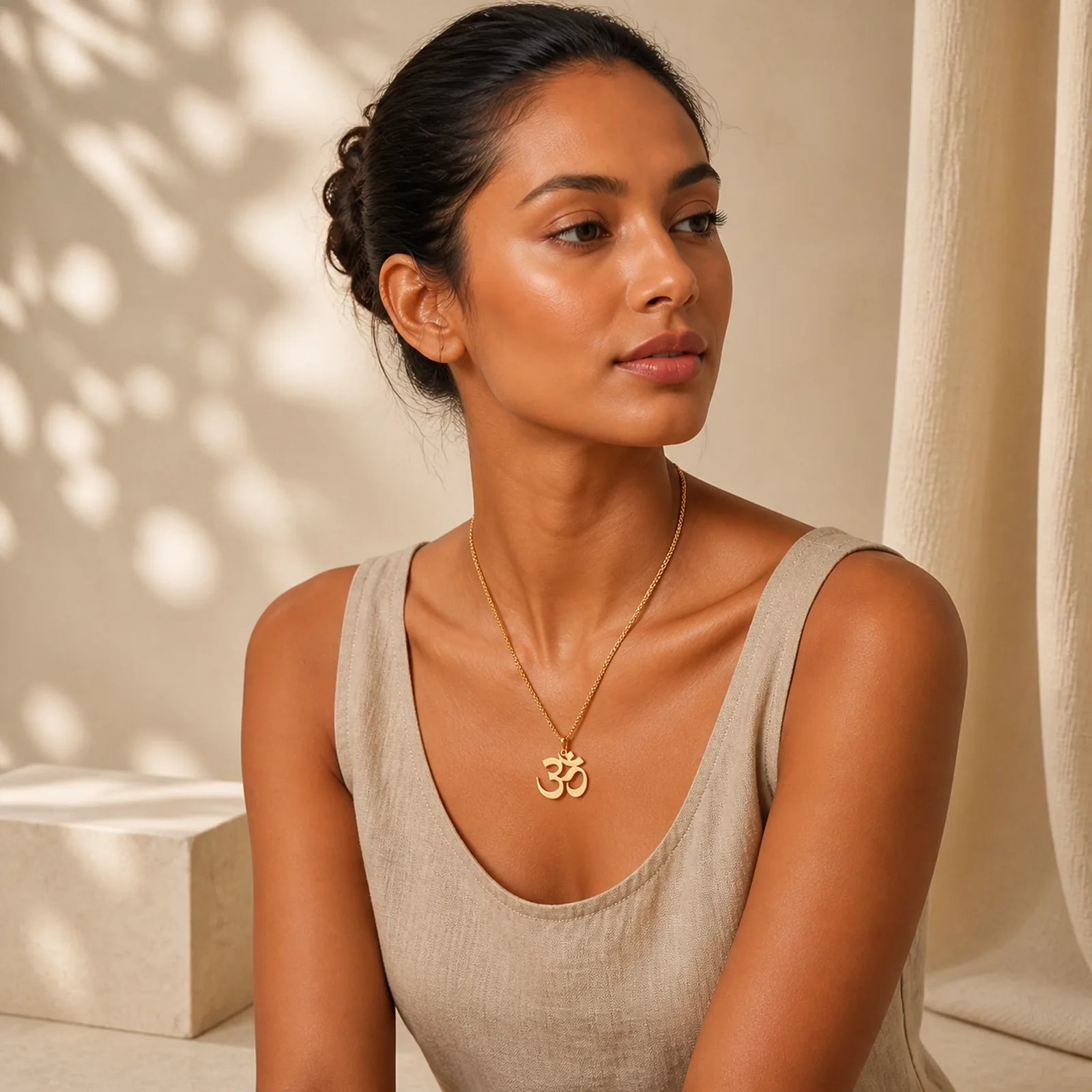Om Symbol Mantra Stainless Steel Focus Necklace Pendant featuring Om Symbol, Om