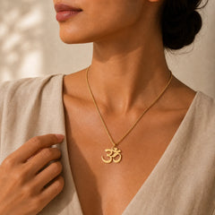 Om Symbol Mantra Stainless Steel Focus Necklace Pendant featuring Om Symbol, Om
