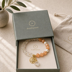 Orange Cat's Eye White Crystal Star Support Bracelet featuring Cat's Eye / Chrysoberyl, Clear Quartz / White Crystal
