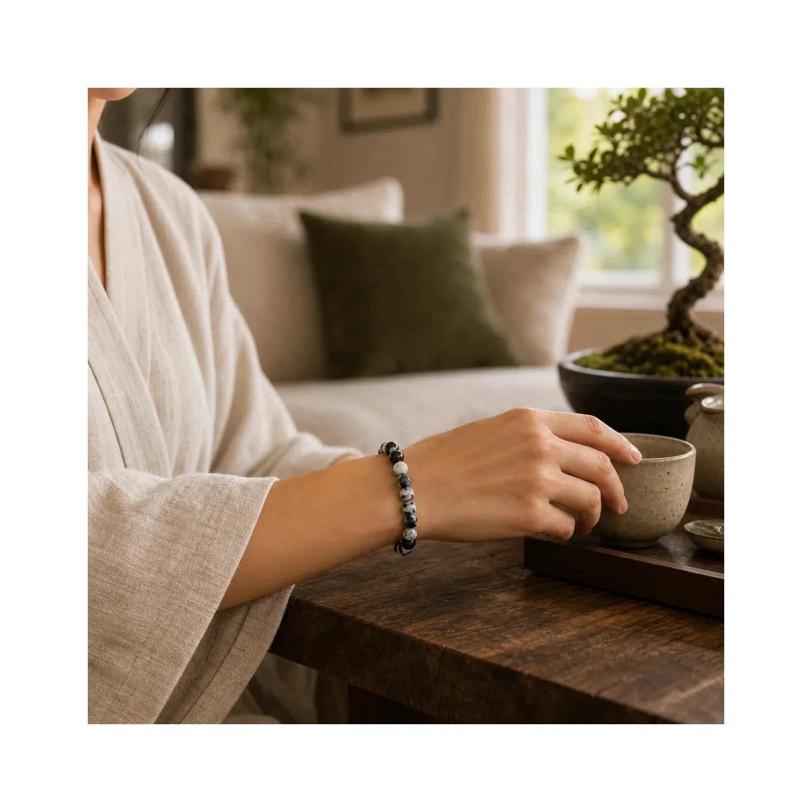 Orca Agate Protection Bracelet featuring Orca Agate, Chalcedony