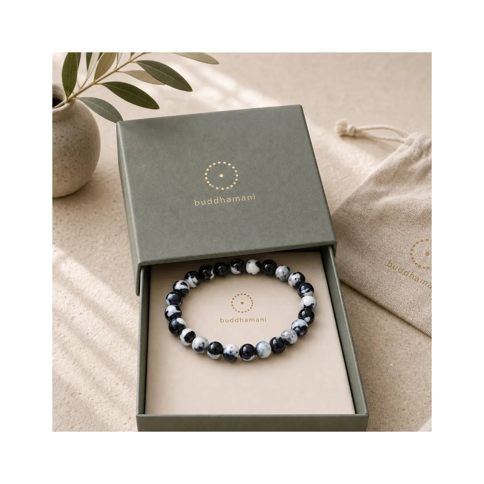 Orca Agate Protection Bracelet featuring Orca Agate, Chalcedony
