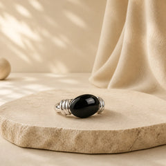 Oval Pattern Hematite Support Adjustable Ring featuring Hematite, Copper
