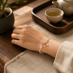 Peace And Joy Agate Peace Buckle Auspicious Handmade Braided Bracelet featuring Peace Buckle, Copper