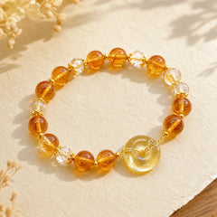 Peace Buckle Citrine Crystal Prosperity Bracelet featuring Peace Buckle, Citrine, Copper