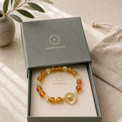 Peace Buckle Citrine Crystal Prosperity Bracelet featuring Peace Buckle, Citrine, Copper