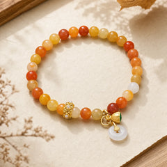 Peace Buckle Golden Silk Jade Ward Off Evil Spirits Bracelet featuring Peace Buckle, Golden Silk Jade, Copper