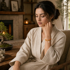 Peace Buckle Golden Silk Jade Ward Off Evil Spirits Bracelet featuring Peace Buckle, Golden Silk Jade, Copper