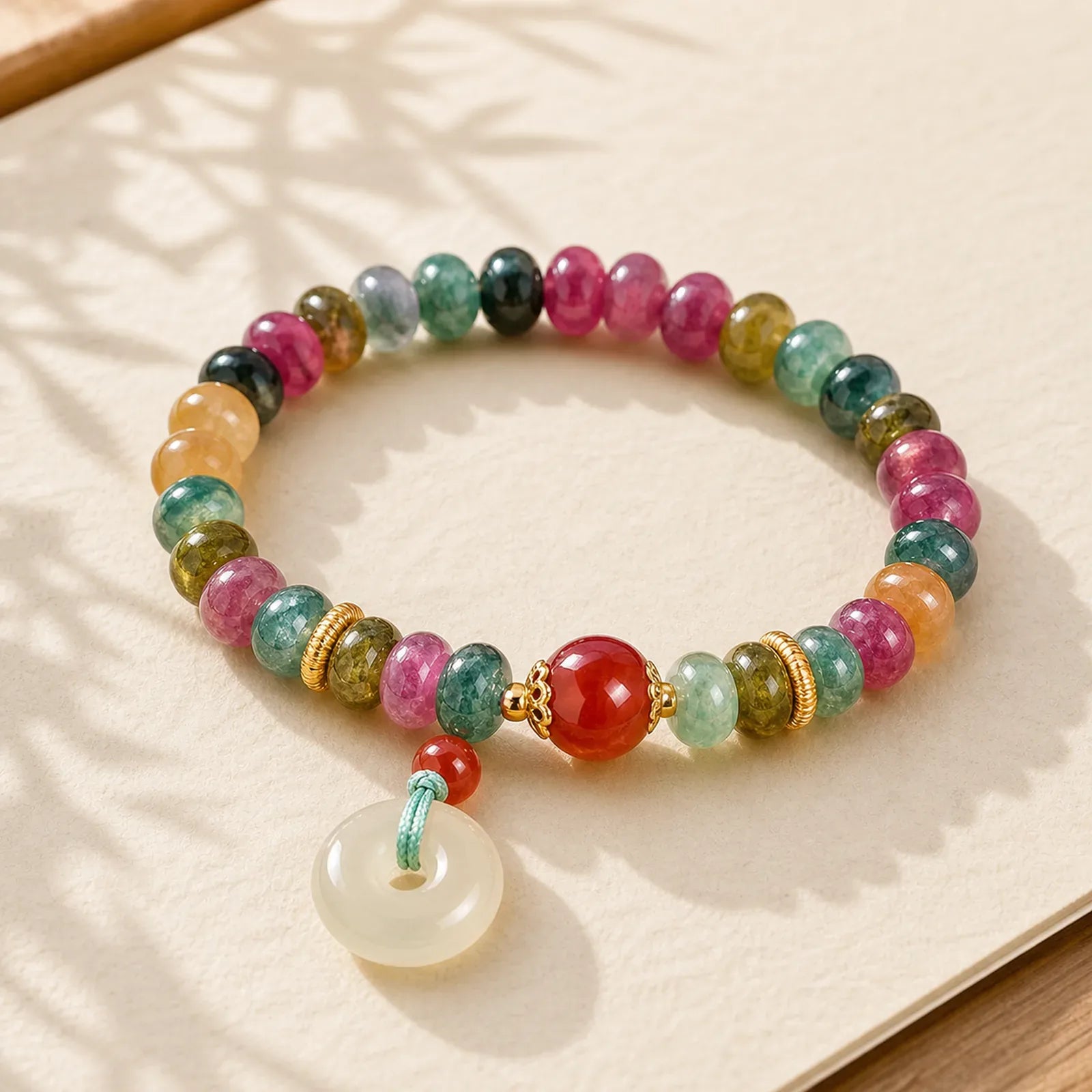 Peace Buckle Tourmaline Chalcedony Love Bracelet featuring Peace Buckle, Tourmaline, Chalcedony