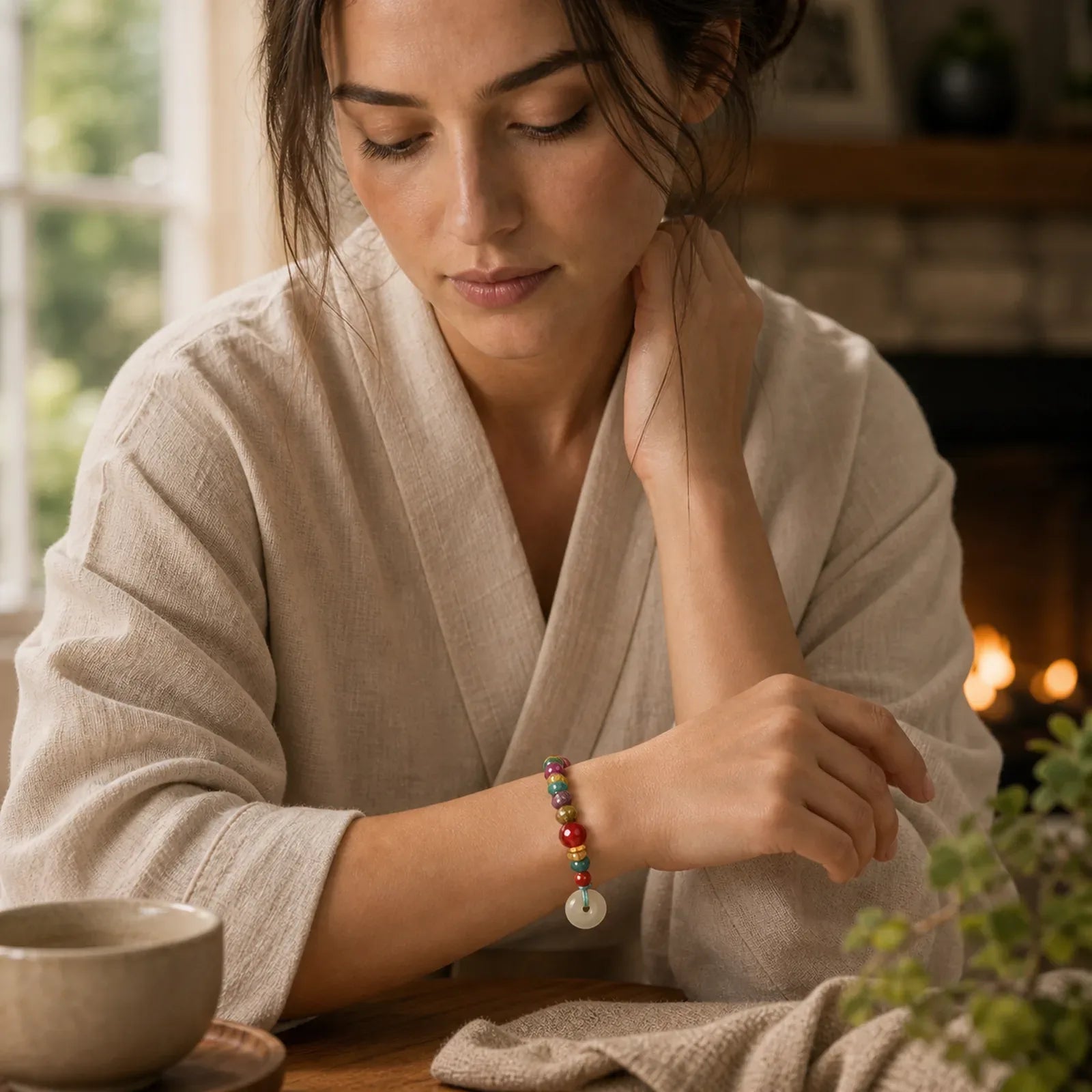 Peace Buckle Tourmaline Chalcedony Love Bracelet featuring Peace Buckle, Tourmaline, Chalcedony
