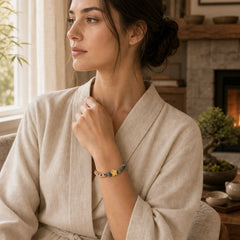 Peach Blossom Design Wealth String Bracelet featuring Copper