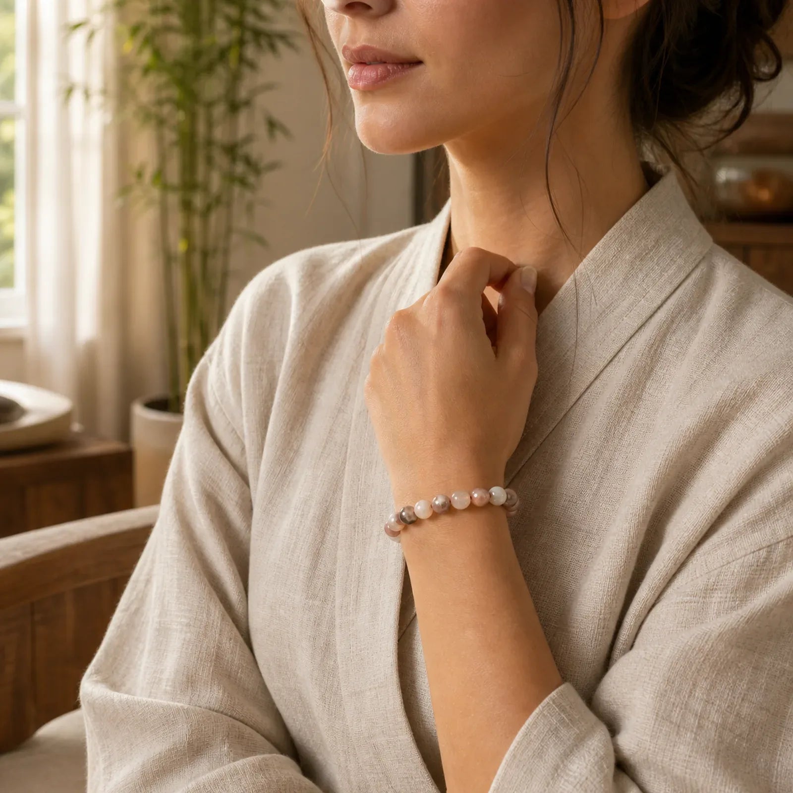 Peach Moonstone Healing Bracelet featuring Peach Moonstone, Moonstone