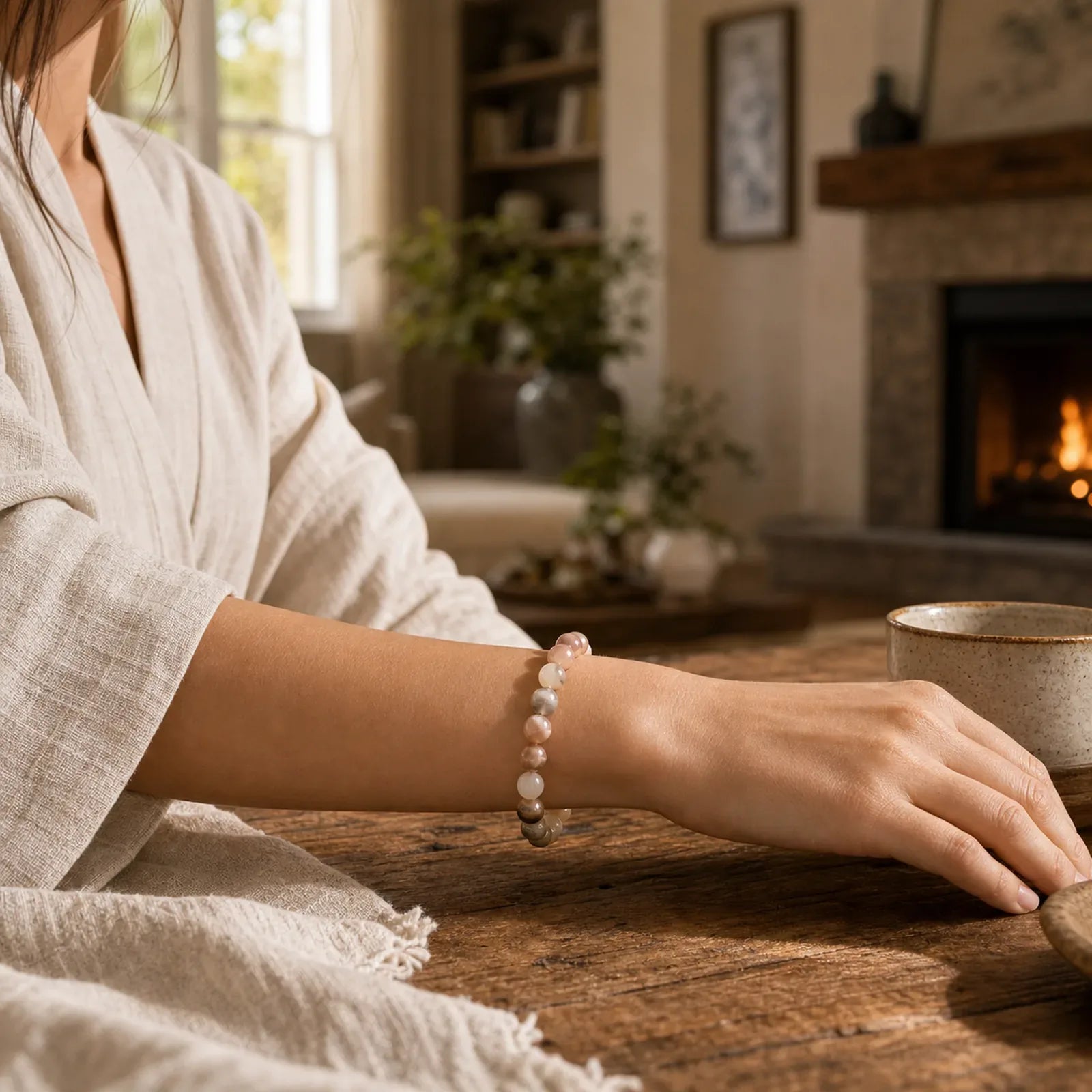 Peach Moonstone Healing Bracelet featuring Peach Moonstone, Moonstone