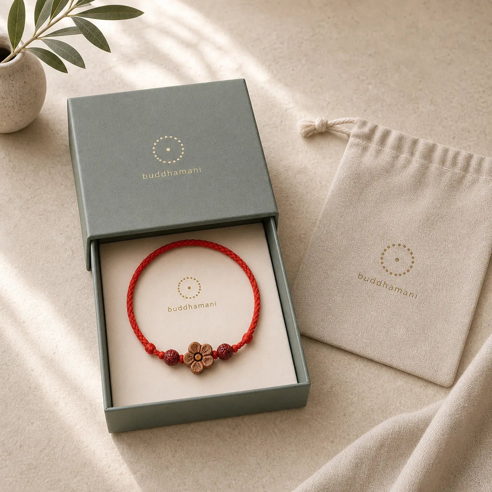 Peach Wood Small Peach Blossom Cinnabar Wealth String Bracelet Anklet featuring Peach Wood, Cinnabar, Red String