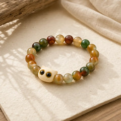 Peacock Agate Ivory Fruit Cat Courage Bracelet featuring Peacock Agate, Peacock, Ivory Fruit