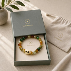 Peacock Agate Ivory Fruit Cat Courage Bracelet featuring Peacock Agate, Peacock, Ivory Fruit