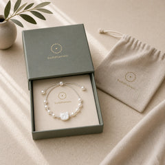 Pearl Cat Head Tridacna Stone Silver Healing Bracelet featuring Pearl, Tridacna Stone, Silver