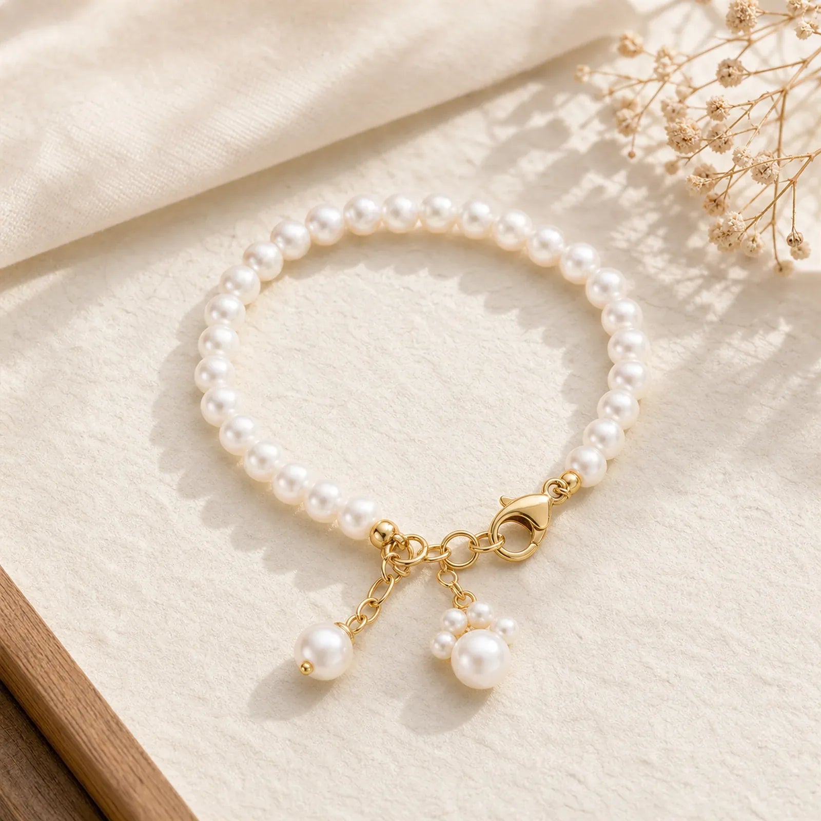 Pearl Cat Paw Healing Chain Bracelet featuring Pearl