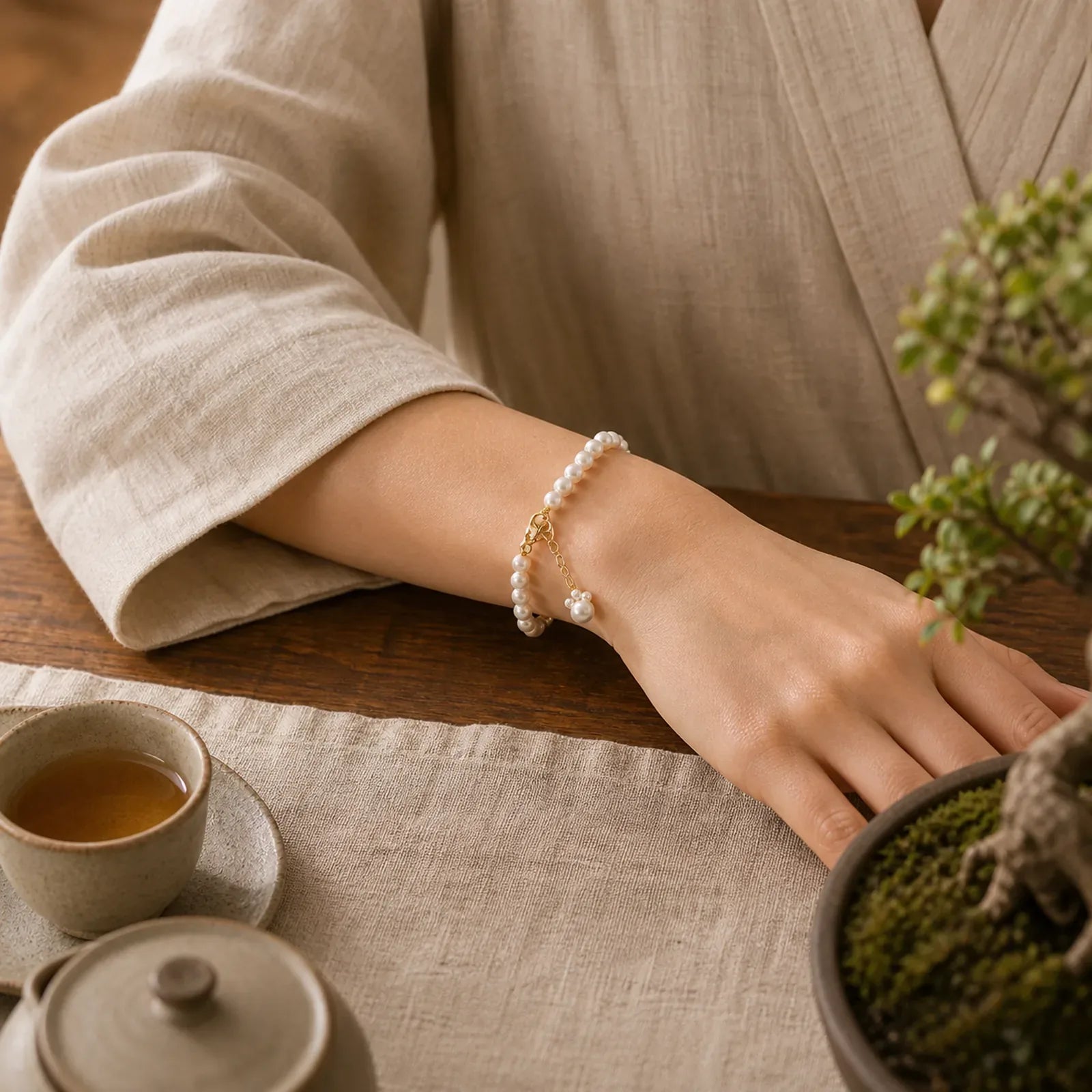 Pearl Cat Paw Healing Chain Bracelet featuring Pearl