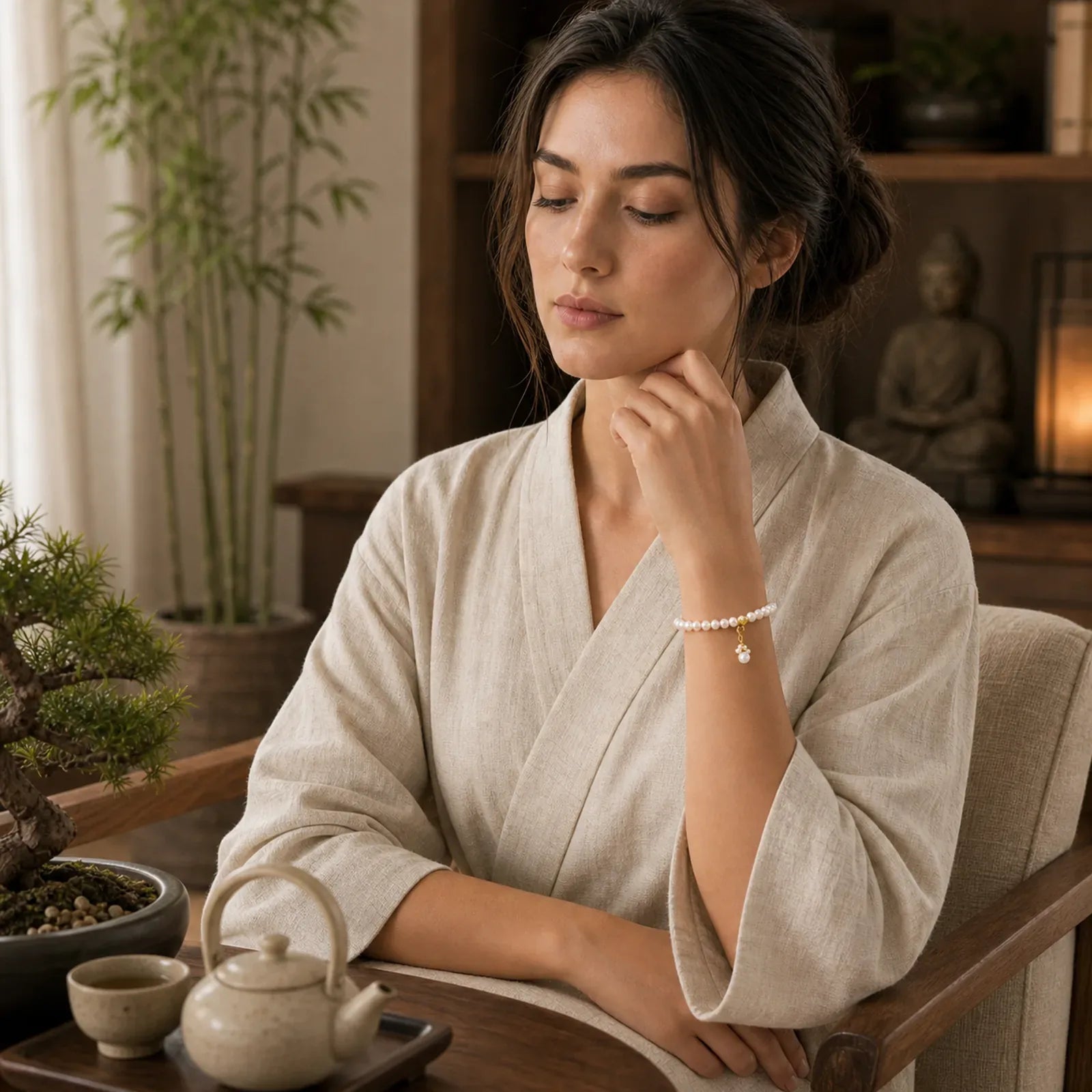 Pearl Cat Paw Healing Chain Bracelet featuring Pearl