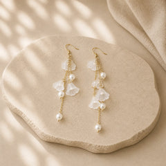 Pearl Flower Petals Luck Drop Earrings featuring Pearl